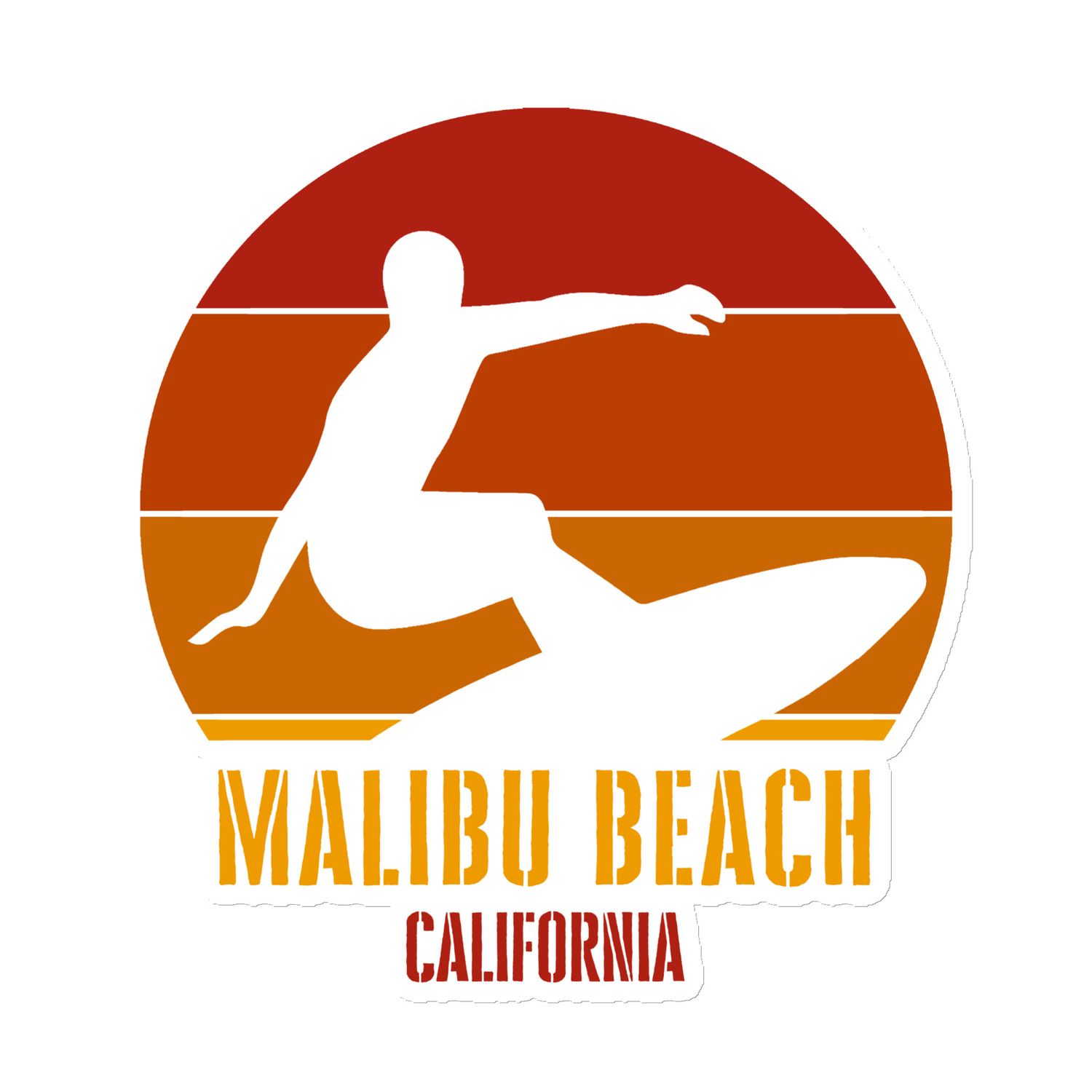 Surfing Malibu Beach California, Californian Surfer Red Design Magnet