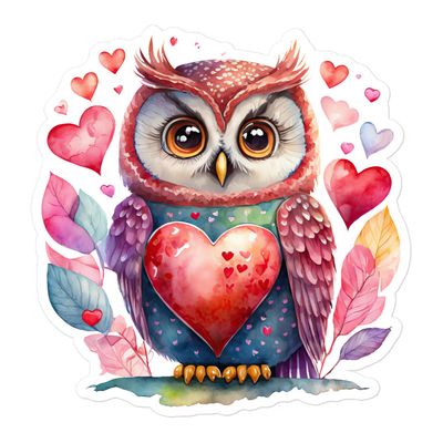 Valentine Love Owl Sticker