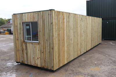 28&#39;x8&#39; Bespoke Container Garden Shed / Summer House Timber Clad Insulated container Available to Order