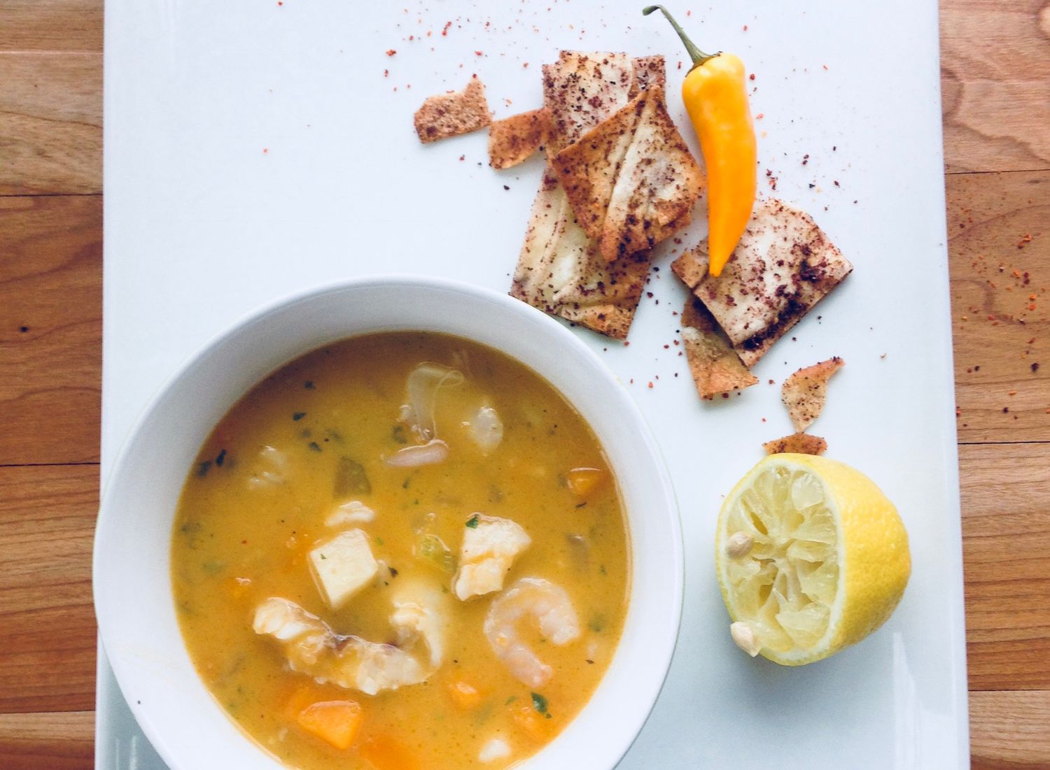 Soupe Cajun à la courge, à la morue et aux crevettes., Size: 500ml