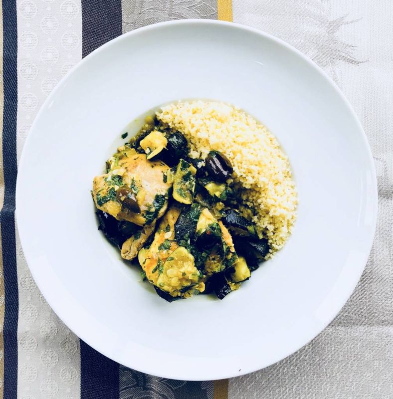 Tajine de poulet aux olives et citron confit