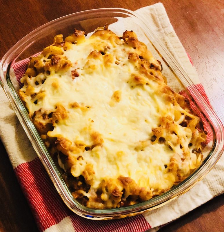 Macaroni à la viande et fromage cottage