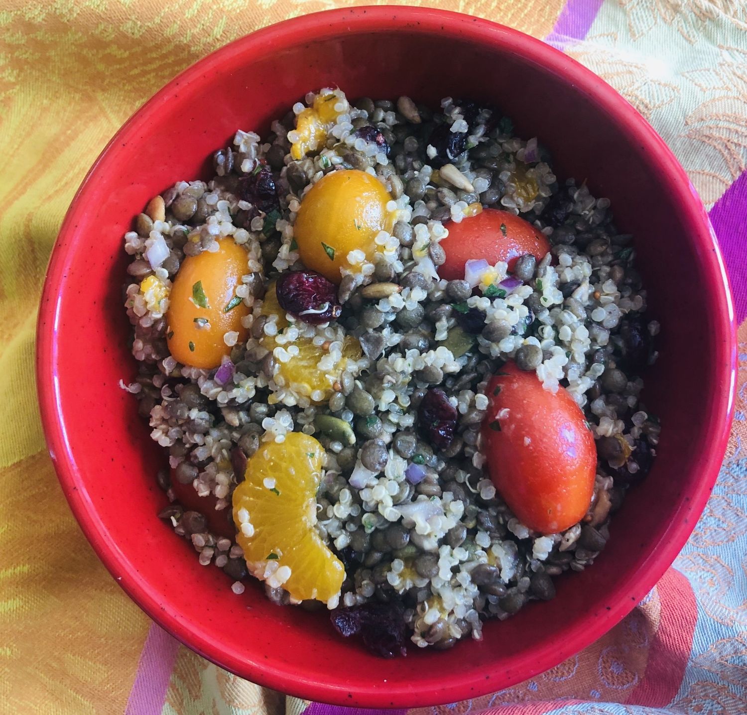 Salade de lentilles, quinoa et agrumes