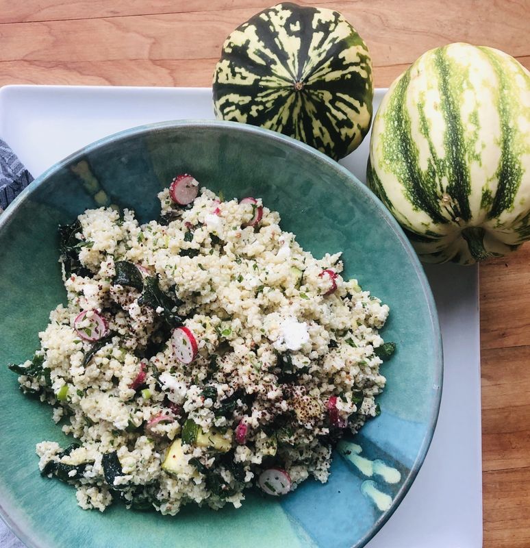 Salade de millet, courgettes, feta et menthe