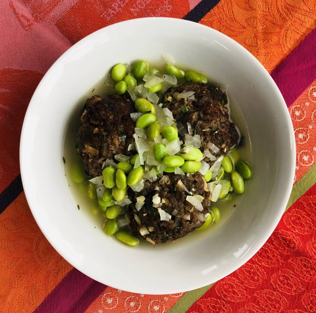 Boulettes de boeuf et agneau aux edamames et citron