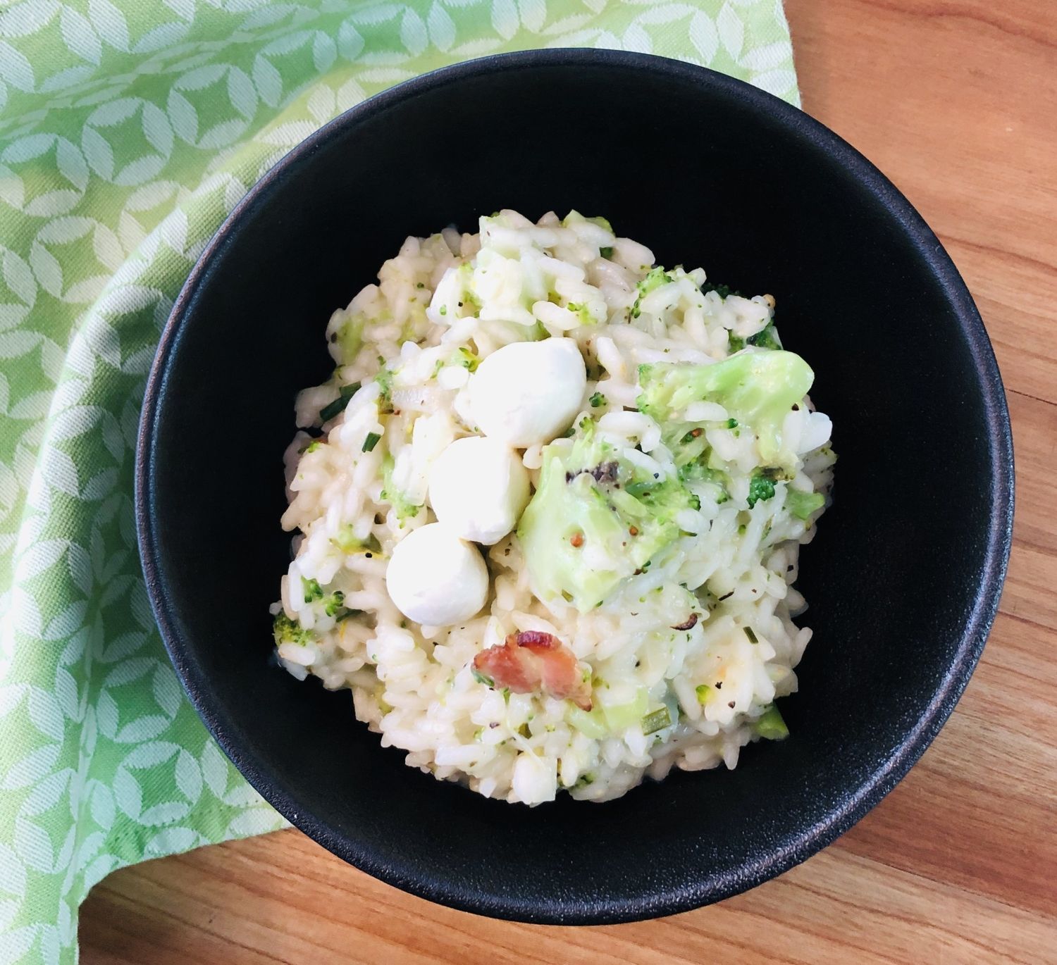 Risotto au brocoli, bacon et bocconcini