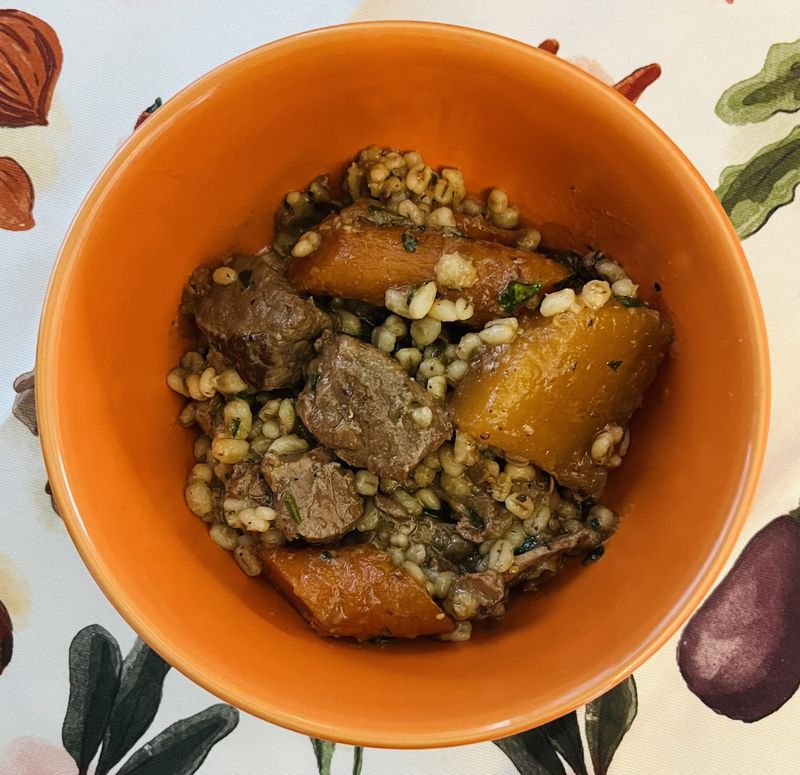 Mijoté de bœuf à la moutarde et orge