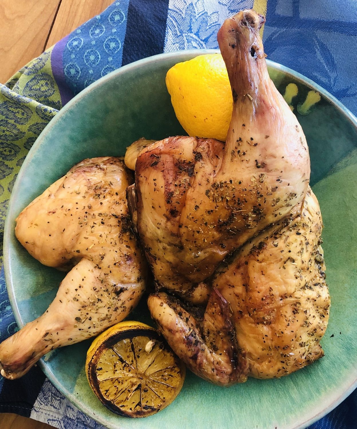 Poulet en crapaudine à la grecque (cuit sous-vide)