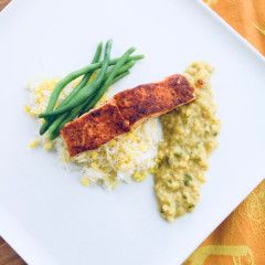 Saumon grillé Tandoori (avec dahl et légumes vindaloo), Size: individuel