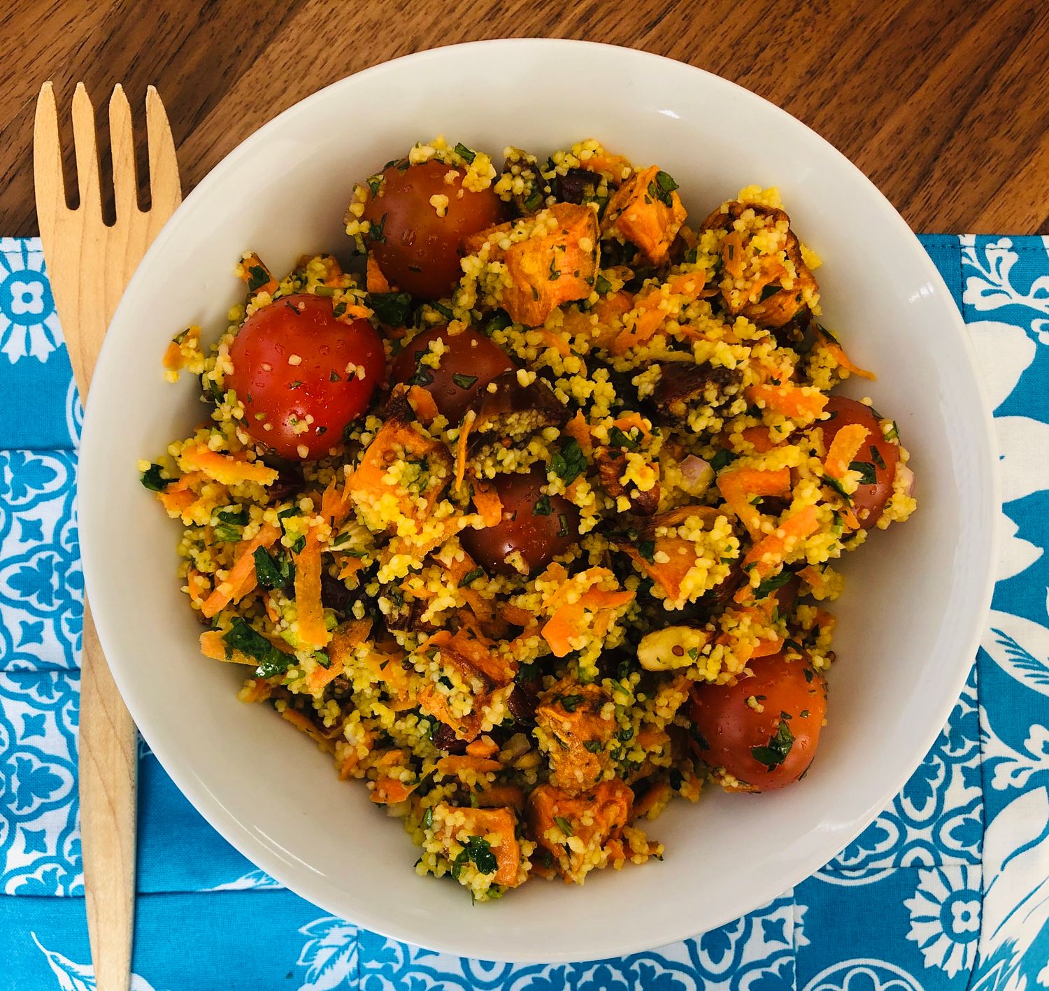 Salade de patate douce marocaine, dattes, amandes et couscous, Size: 500ml