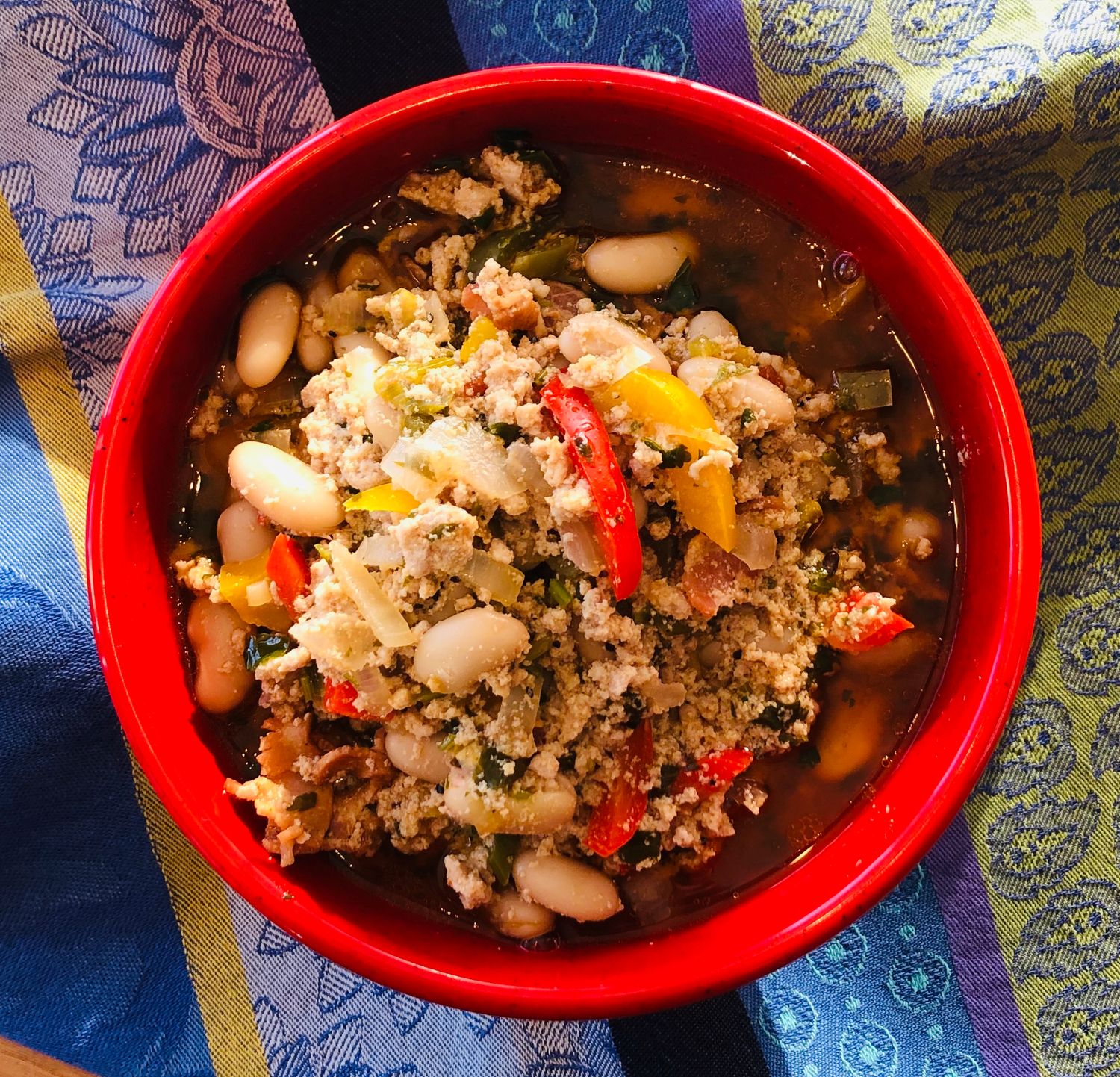 Chili blanc au porc, bacon, maïs et haricots verts, Size: 500ml