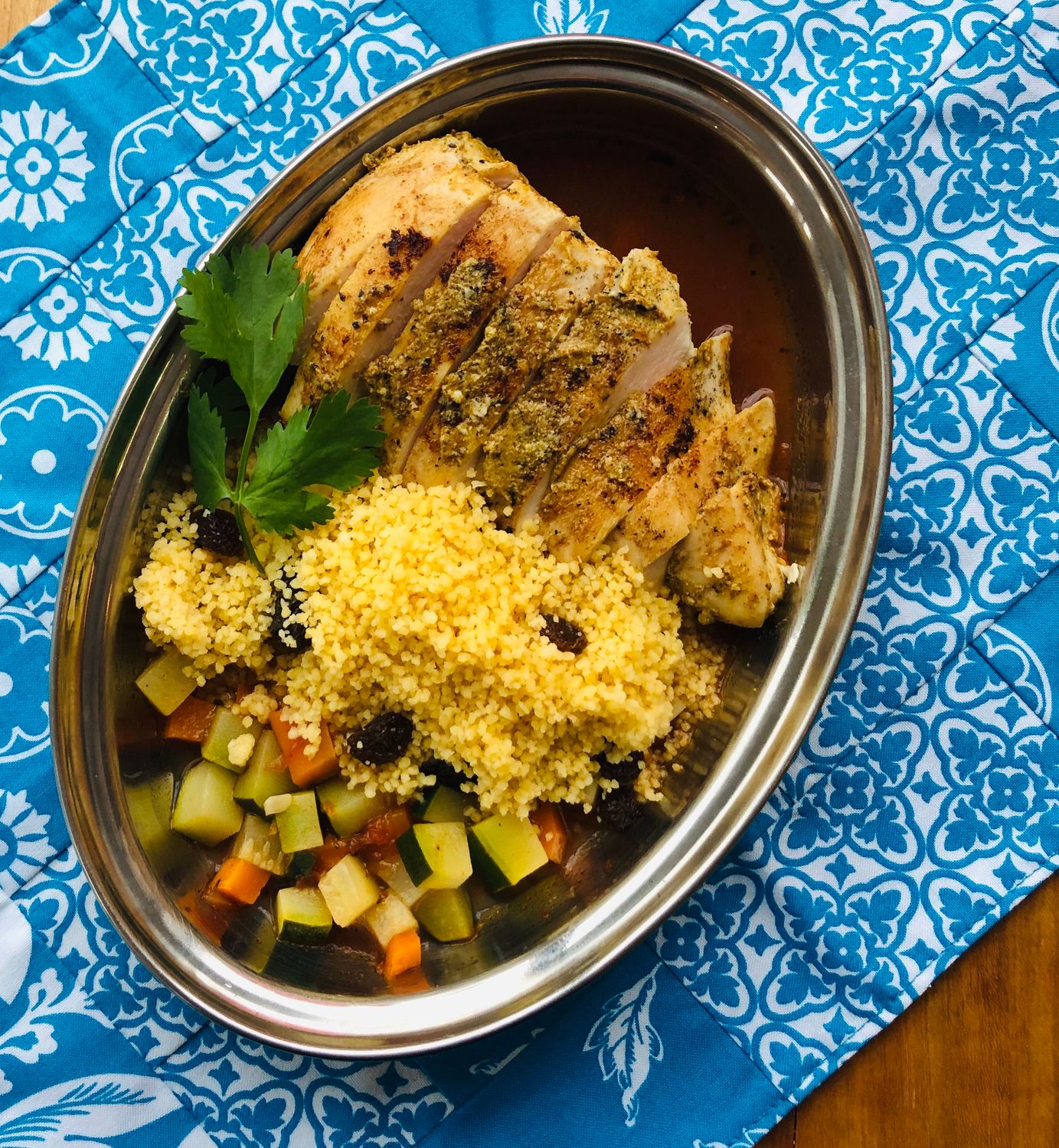 Poulet grillé et couscous tunisien aux légumes, Size: Individuel