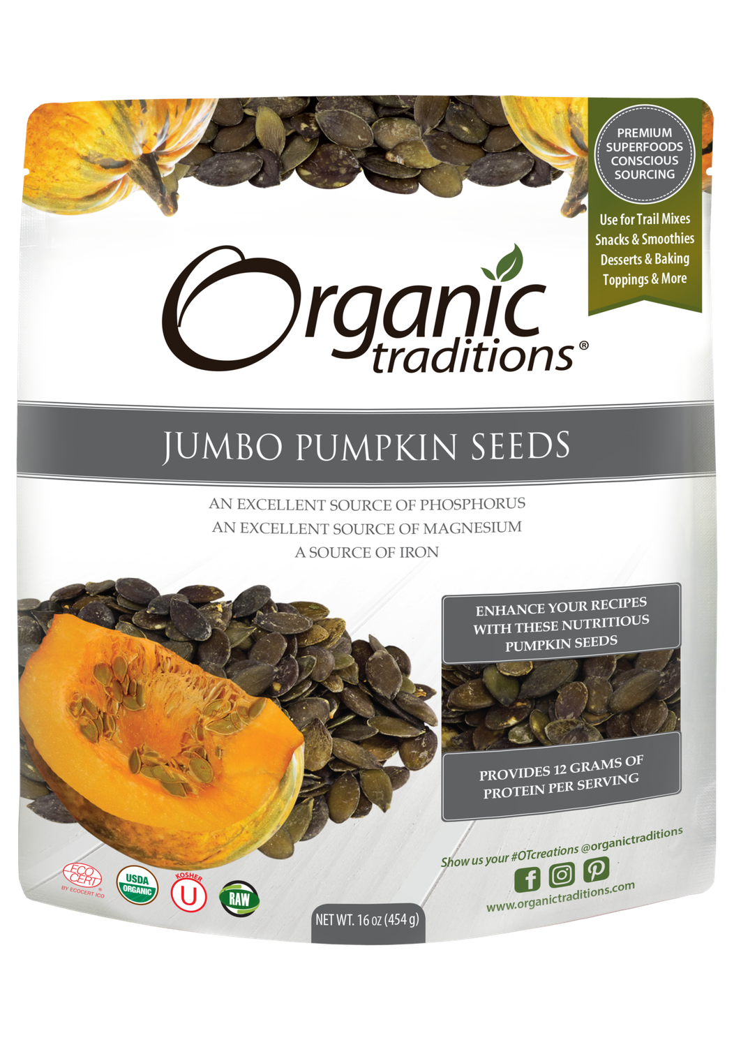 ORGTRAD-PUMPKIN SEEDS, JUMBO 454g