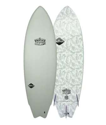 6'  3''  SOFTECH  TRIPLET  GRAY / GREEN   INCLUDES  FINS
