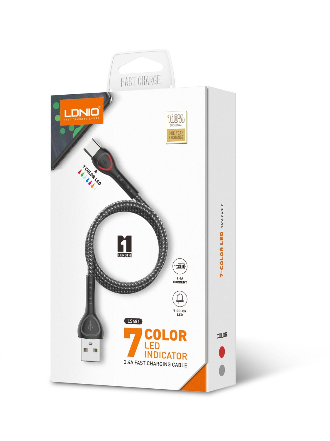 LDNIO 2.4a Braided Cable w/ LED