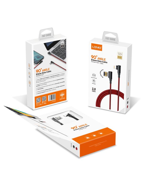 LDNIO 90º 2.4a Fast Charge &amp; Sync Cable