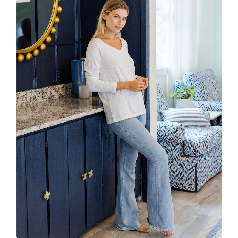 Jeans V Neck Long Sleeve