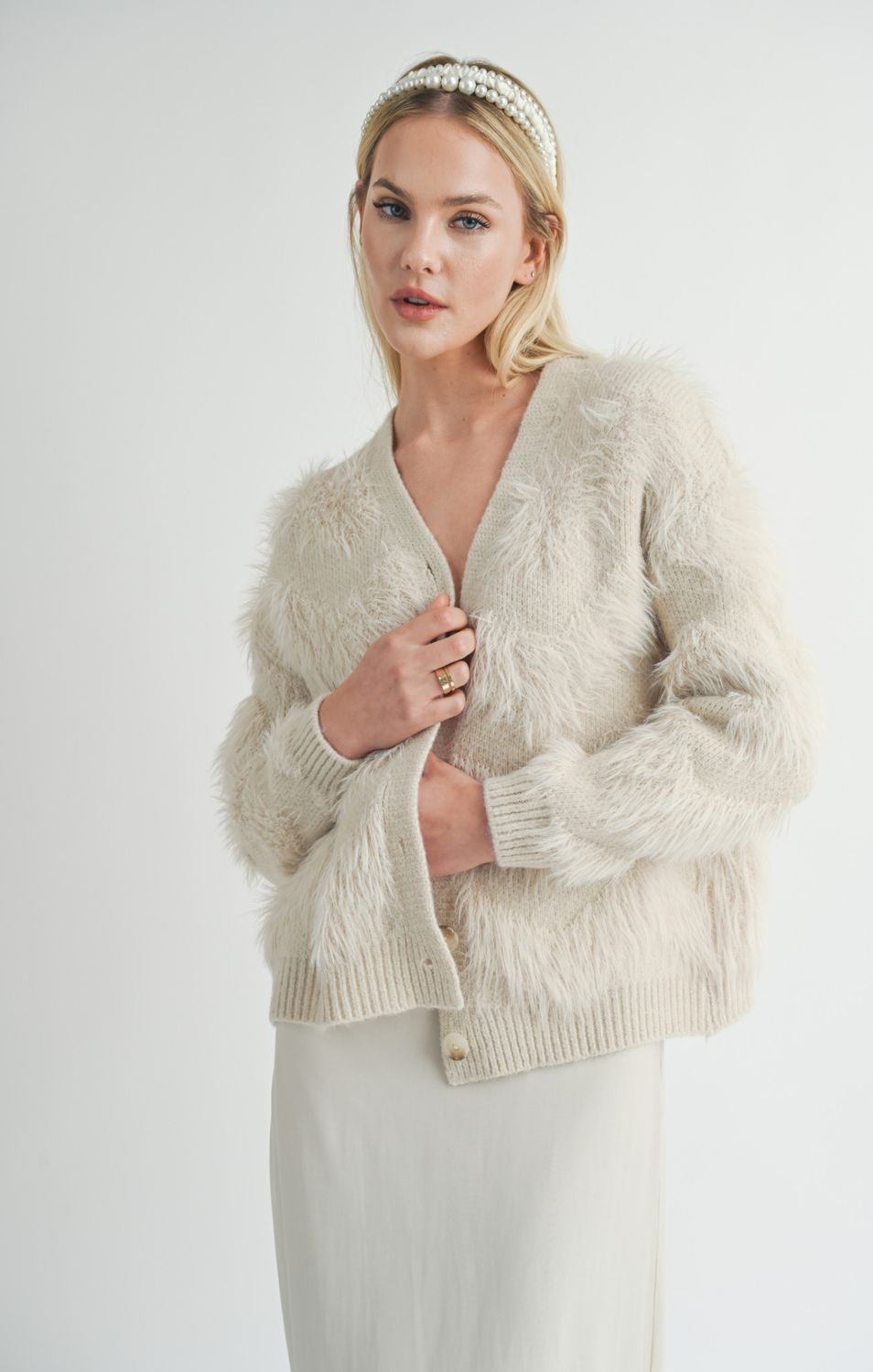 Delia Feather Stripe Cardigan