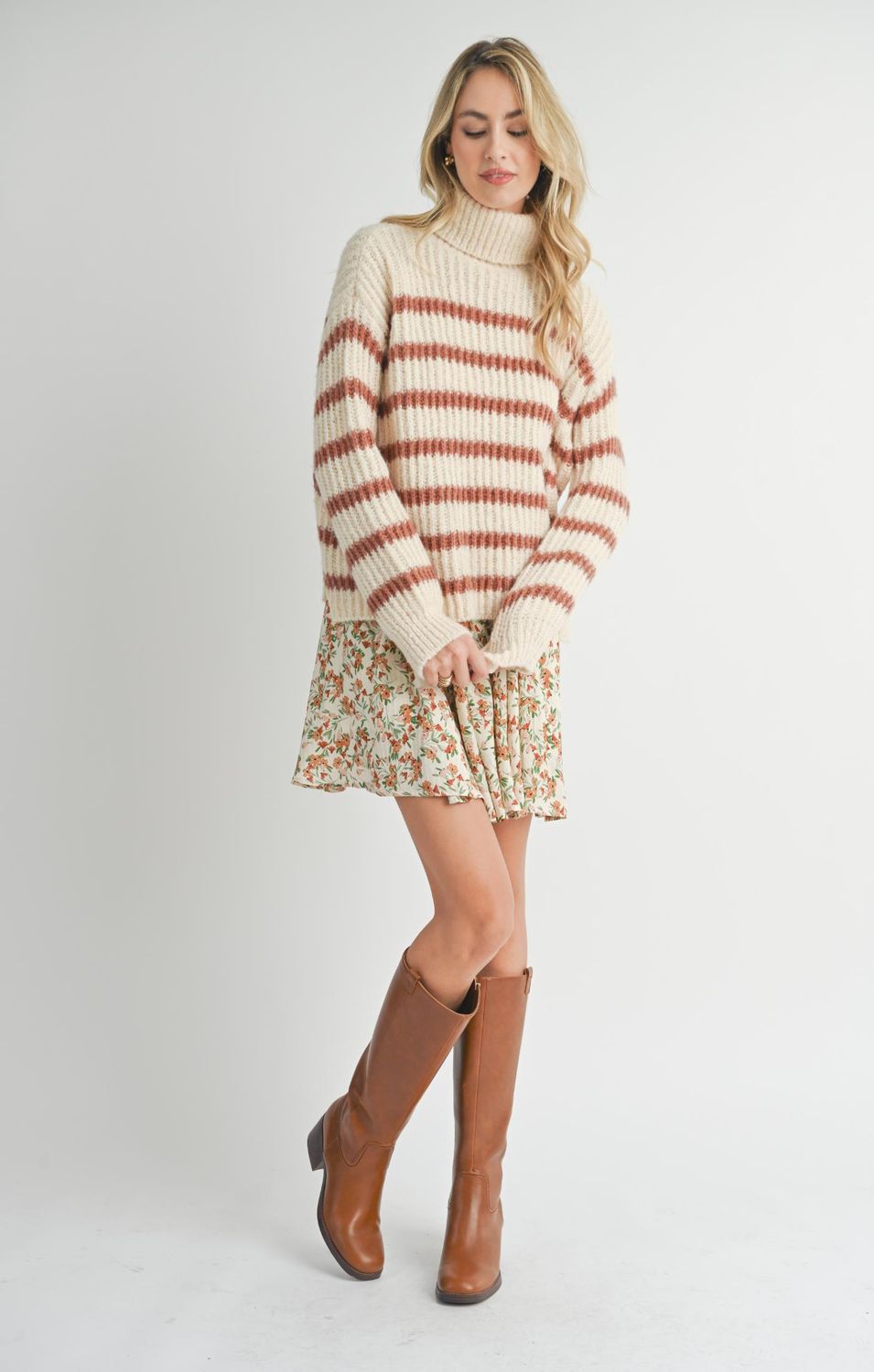 Aki Turtle Neck Striped Sweater