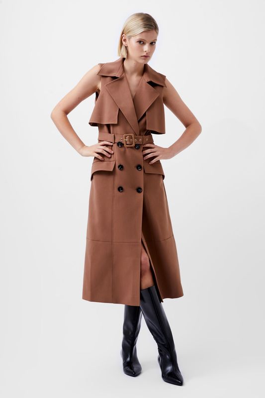 Azra Twill Sleeveless Trench Coat