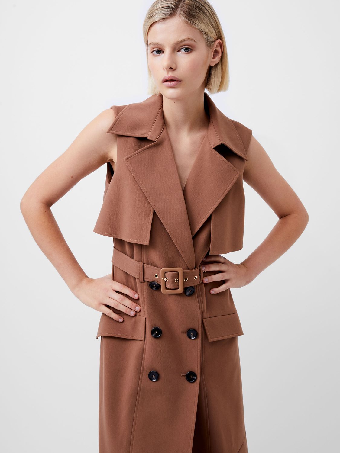 Azra Twill Sleeveless Trench Dress Camel | French Connection US