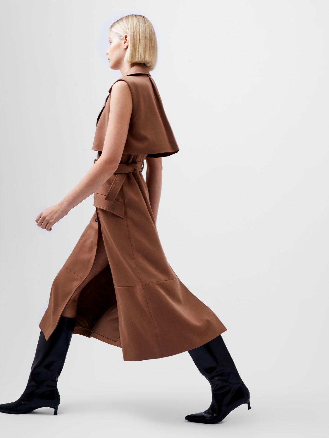 Azra Twill Sleeveless Trench Coat