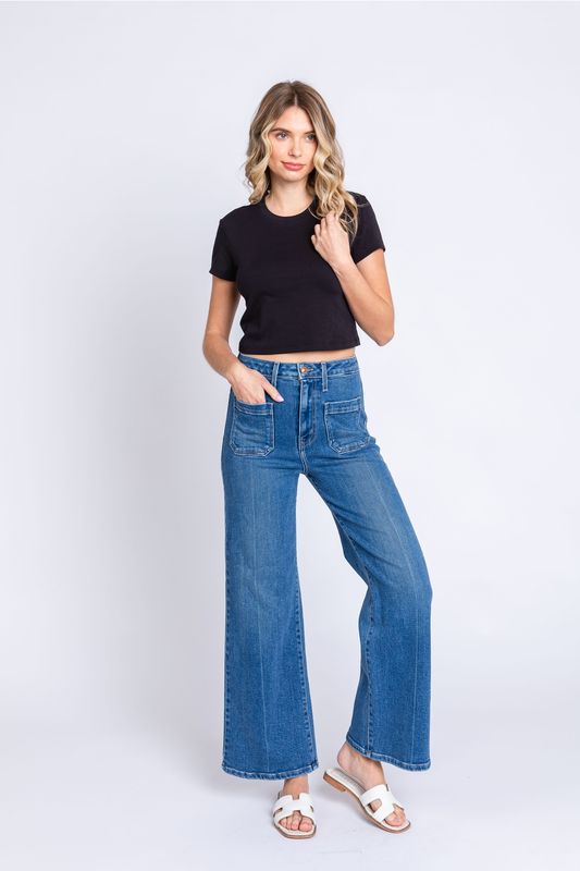 High Rise Sailor Patch Pocket Jeans