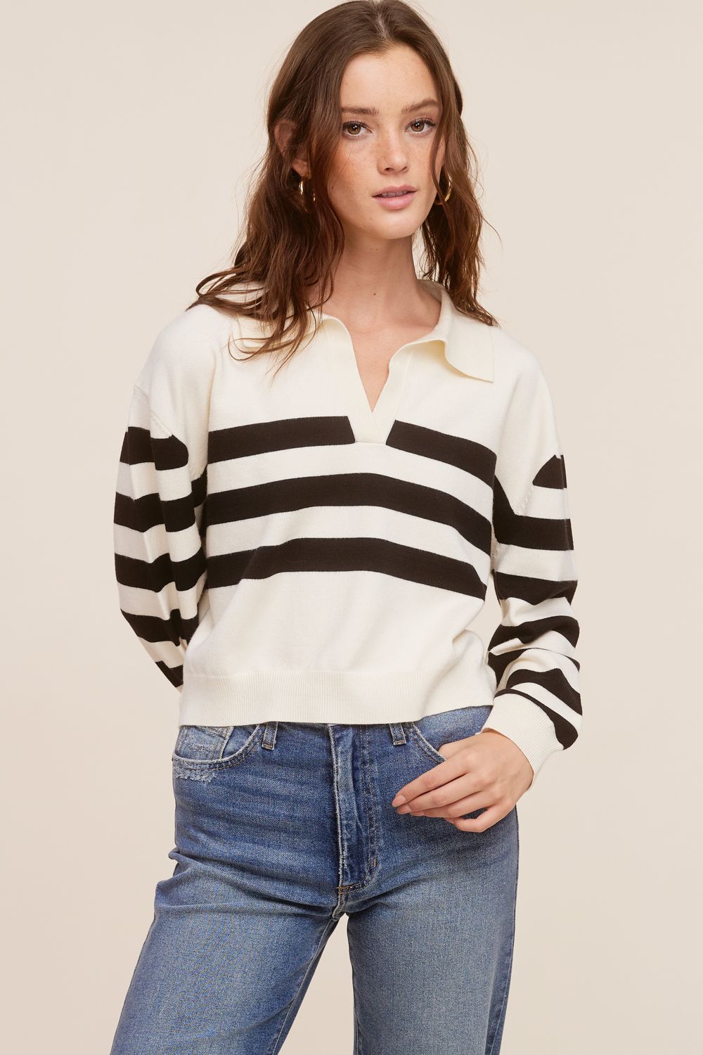 V Neck Collared Sweater