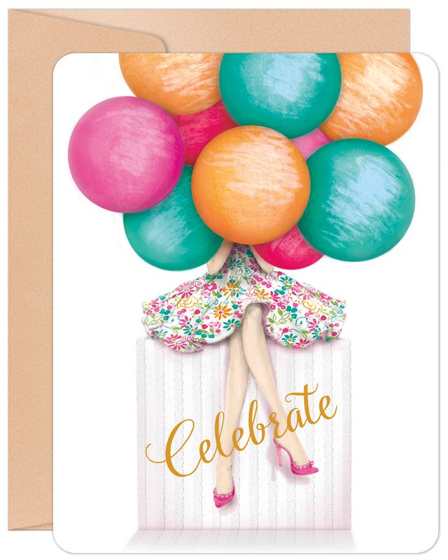Peek A Balloon Birthday Greeting Card
