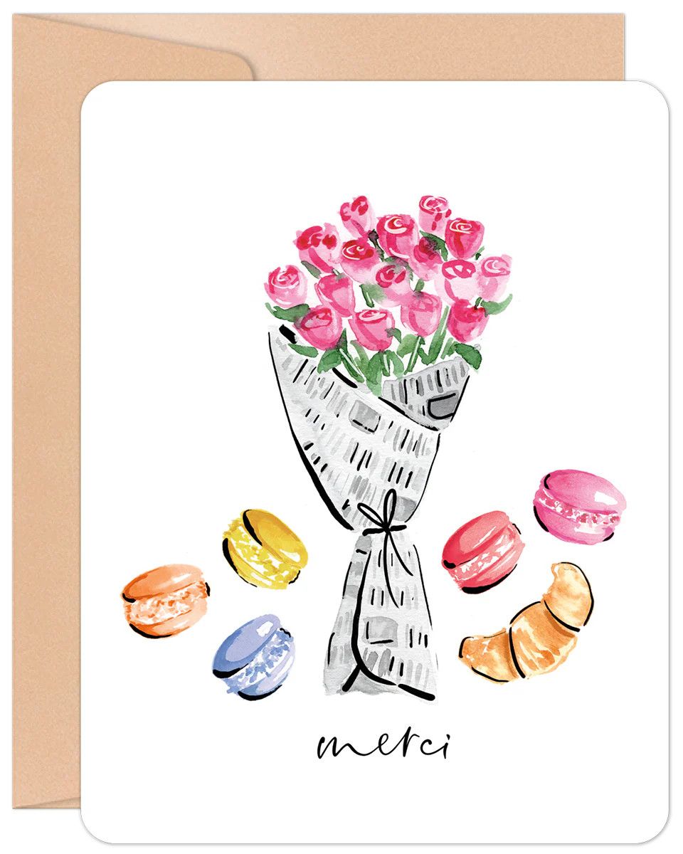Merci Bouquet Thank You Greeting  Card