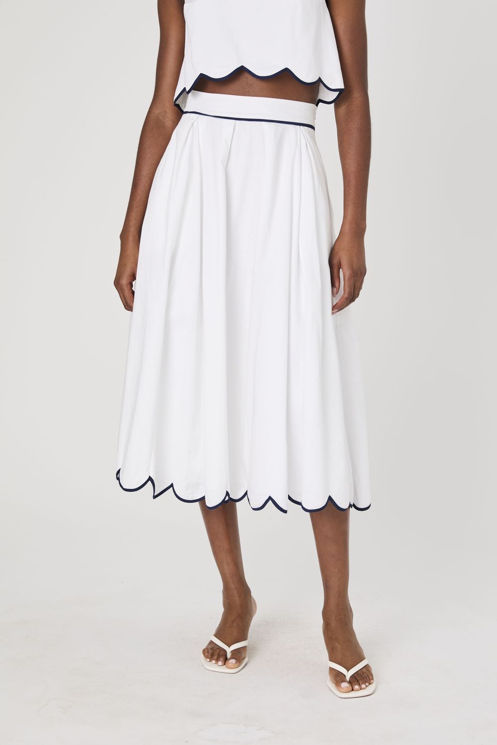 Alexis Cotton Scallop Midi Skirt