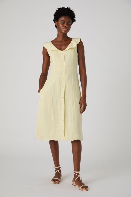 Birdie Linen V-Neck Dress
