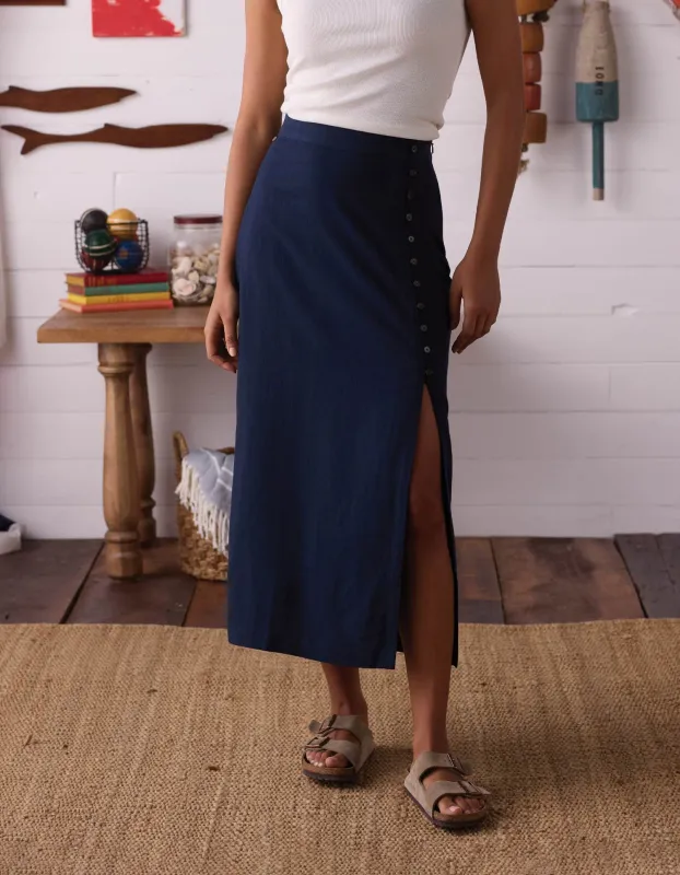 Leukos Linen Blend-Midi Skirt