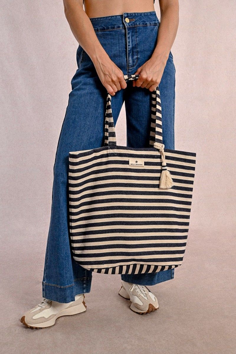 Stripe Braided Tote Bag