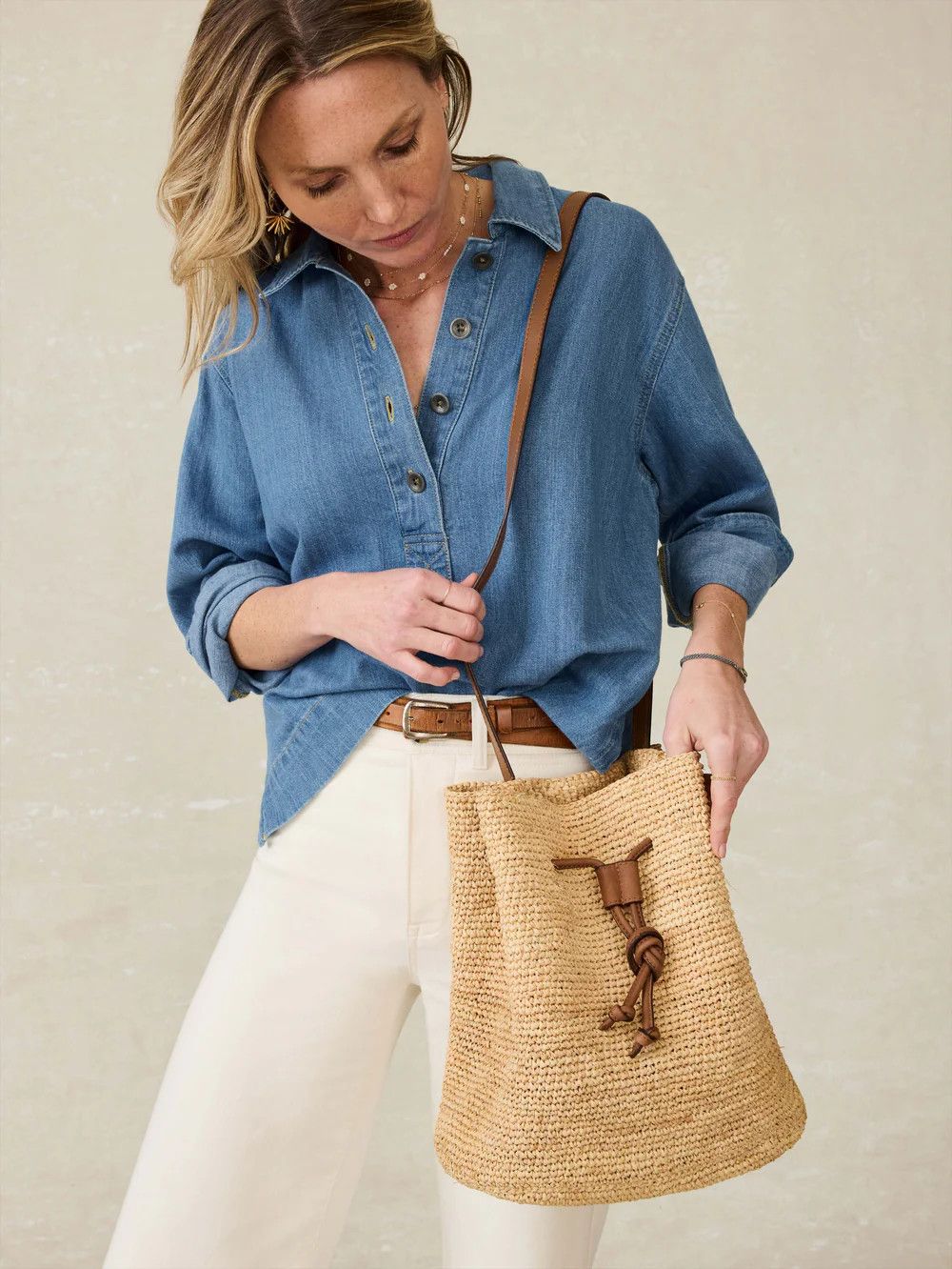 Raffia Bucket Bag