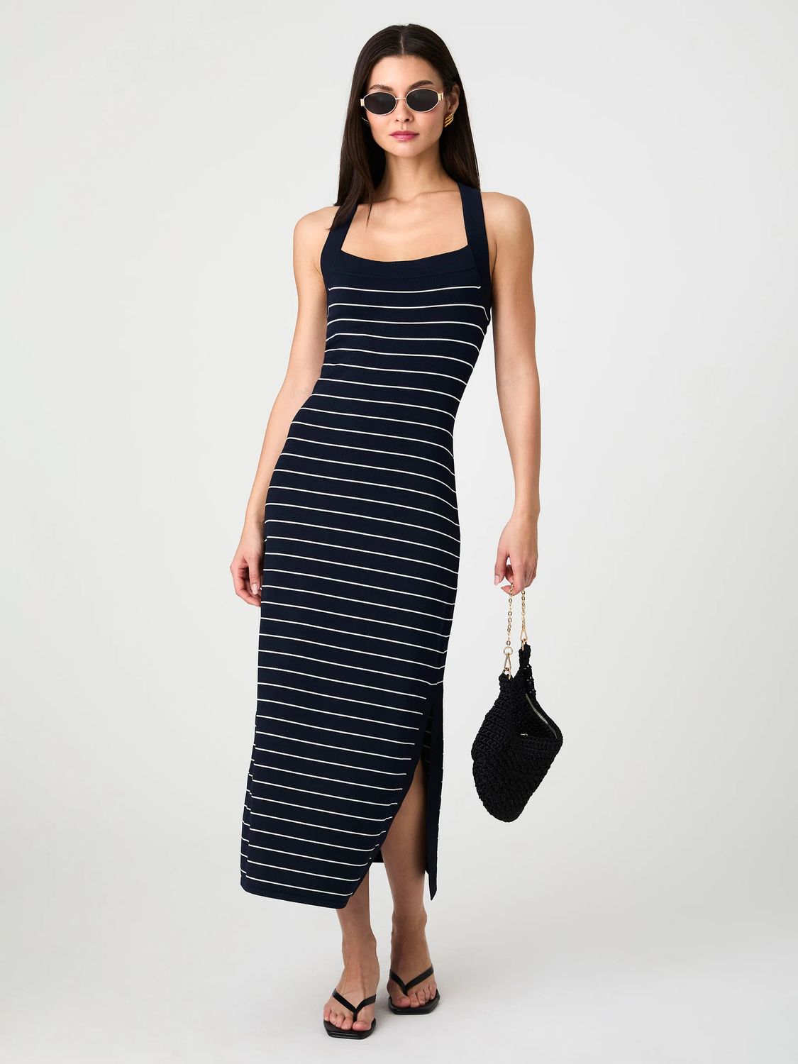 Bodycon Halter Cross Back Midi Dress