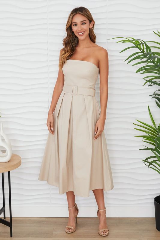 Strapless Midi Dress w/Belt
