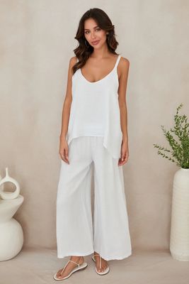 Adjustable Strap Linen Tank Top