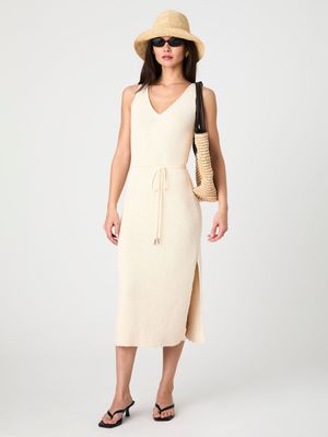 Terry Spun V-Neck Midi Dress