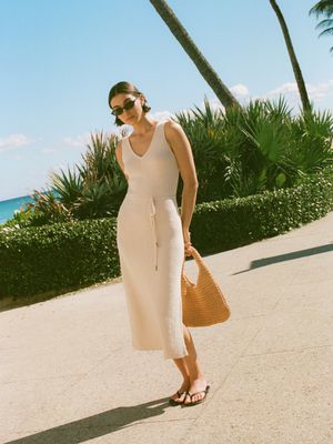 Terry Spun V-Neck Midi Dress