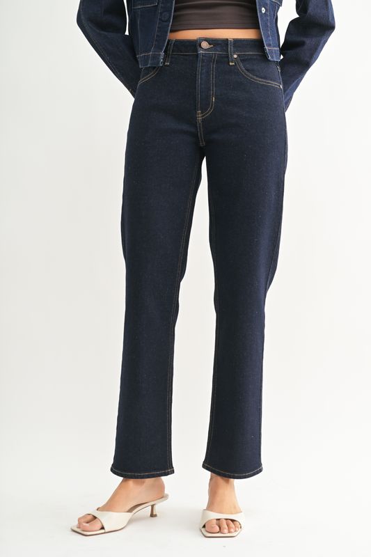 Clean Mid Rise Straight Jeans