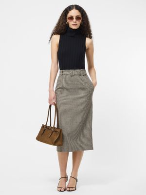 Houndstooth Belted Midi