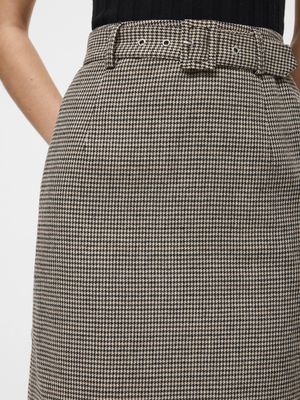 Houndstooth Belted Midi