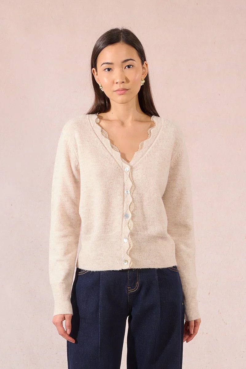 Lace Trim Knitted Cardigan