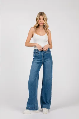 Front Welt Wide Leg Jeans