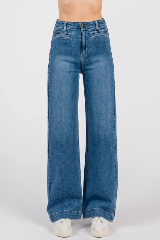 Front Welt Wide Leg Jeans