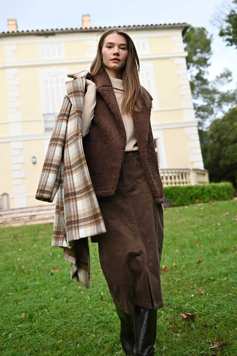 Sheep Effect Sleeveless Jacket