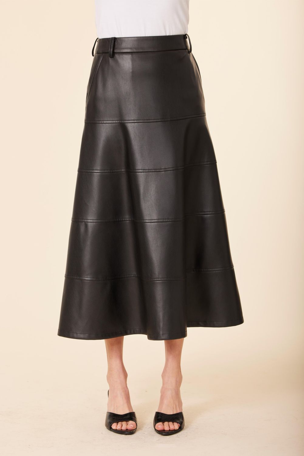 Faux Leather Full Length Skirt