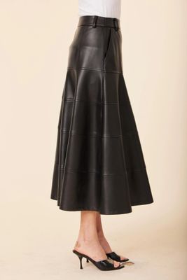 Faux Leather Full Length Skirt