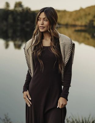 Normal Rib L/S Midi Dress